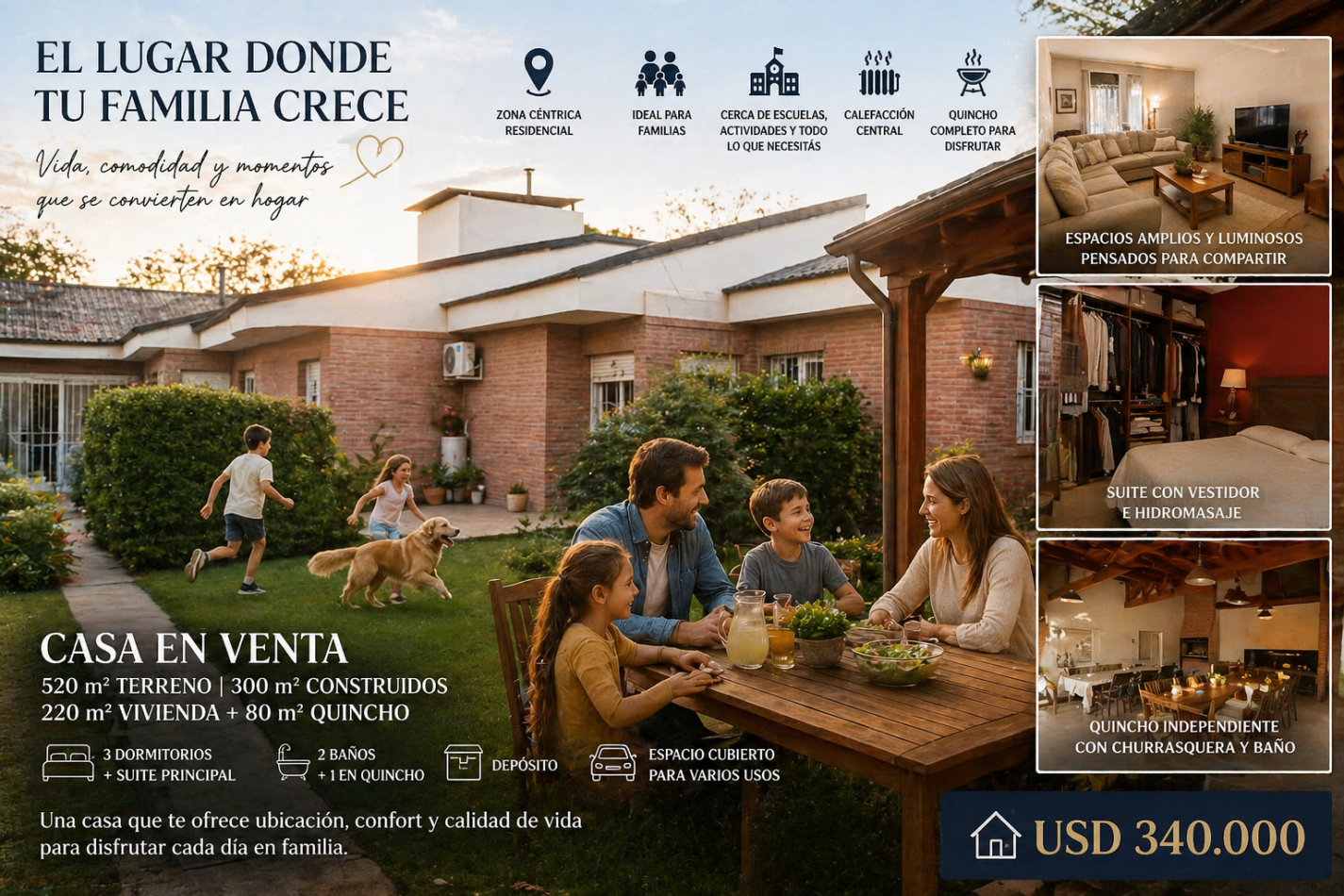 Casa en venta - Zona centrica residencial | Espacios amplios y confort para la vida familiar